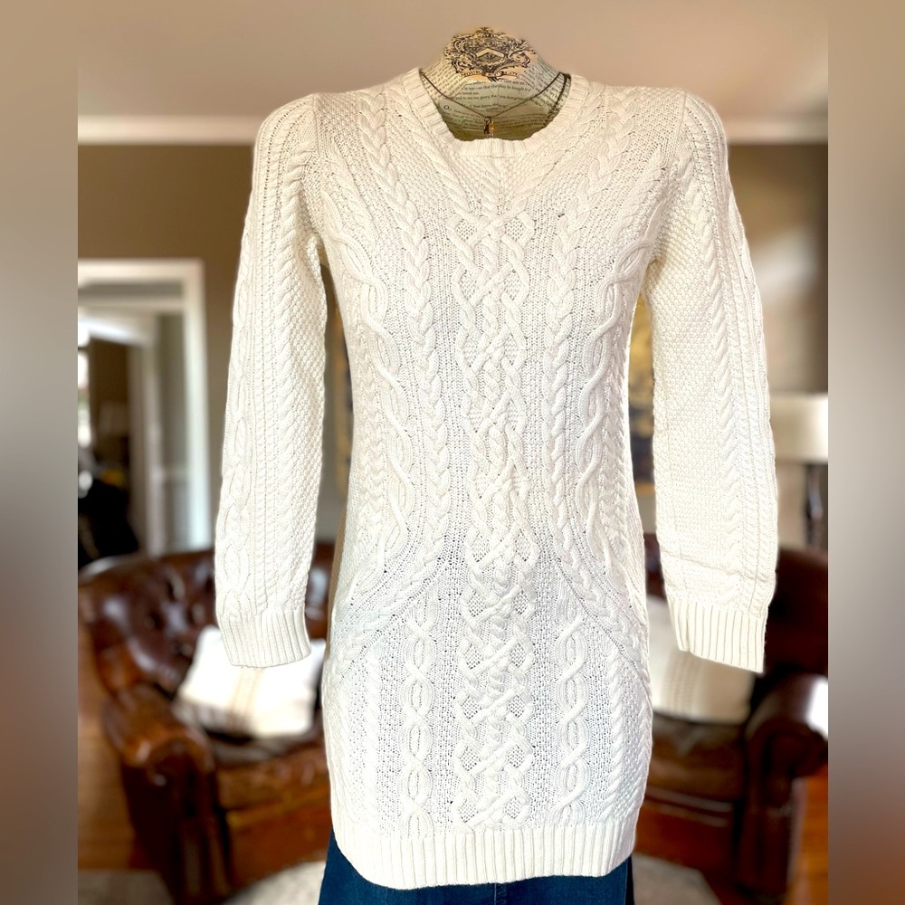 Ralph Lauren Wool Blend Sweater Dress in Cream